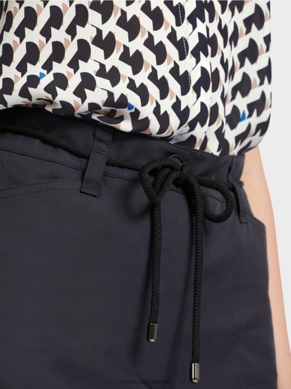 Marc Cain Riietus puuvillased kortsuga lühikesed püksid J8DT598 kesköösinine