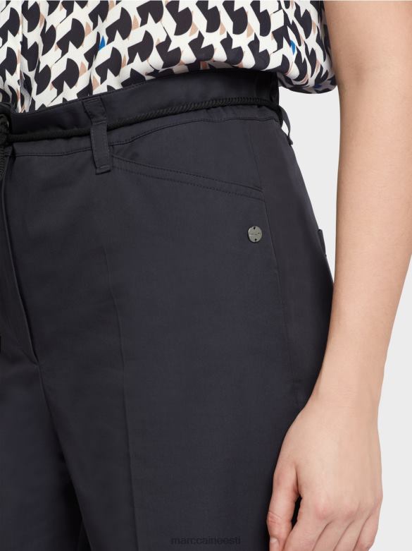 Marc Cain Riietus puuvillased kortsuga lühikesed püksid J8DT598 kesköösinine