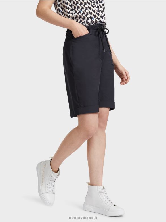 Marc Cain Riietus puuvillased kortsuga lühikesed püksid J8DT598 kesköösinine