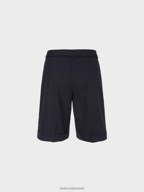 Marc Cain Riietus puuvillased kortsuga lühikesed püksid J8DT598 kesköösinine