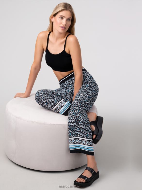 Marc Cain Riietus seitsmekümnendate disainiga witten püksid J8DT674 must