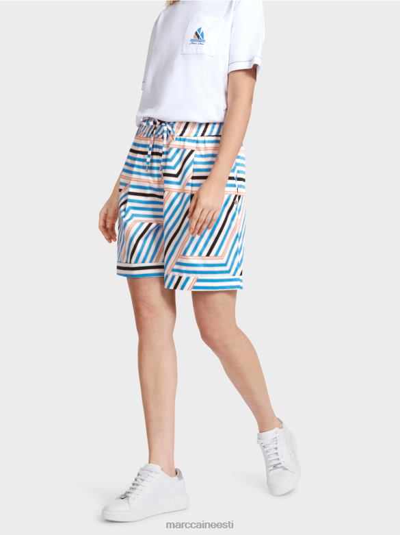 Marc Cain Riietus sportlikud triibulised lühikesed püksid J8DT599 taevasinine