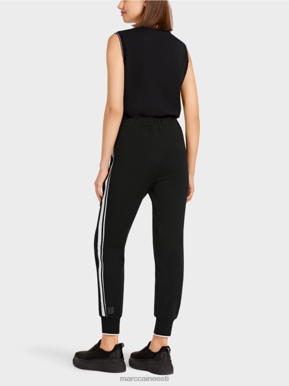 Marc Cain Riietus triibulised püksid \"mõtlema koos\". J8DT711 must ja valge