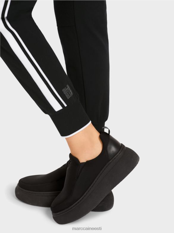 Marc Cain Riietus triibulised püksid \"mõtlema koos\". J8DT711 must ja valge