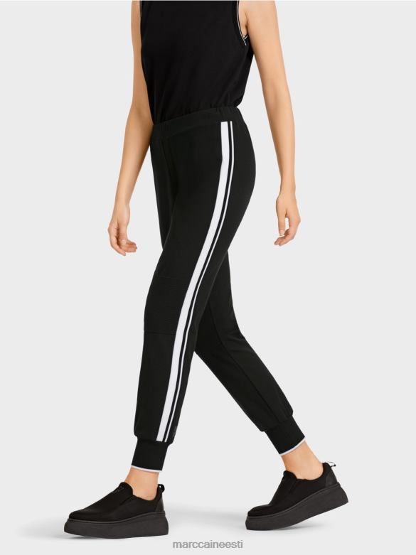 Marc Cain Riietus triibulised püksid \"mõtlema koos\". J8DT711 must ja valge