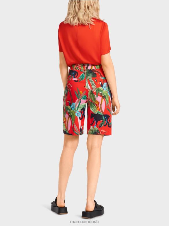 Marc Cain Riietus troopilise motiiviga finike lühikesed püksid J8DT681 tulipunane
