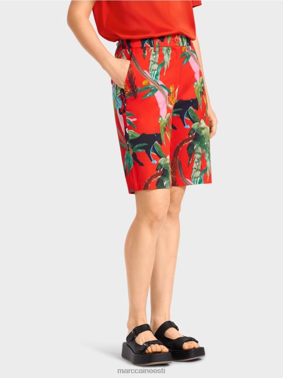 Marc Cain Riietus troopilise motiiviga finike lühikesed püksid J8DT681 tulipunane