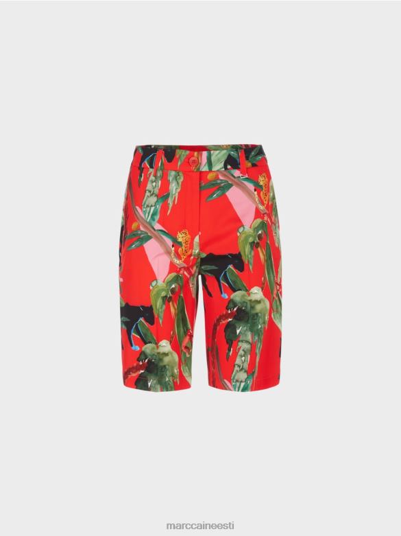 Marc Cain Riietus troopilise motiiviga finike lühikesed püksid J8DT681 tulipunane