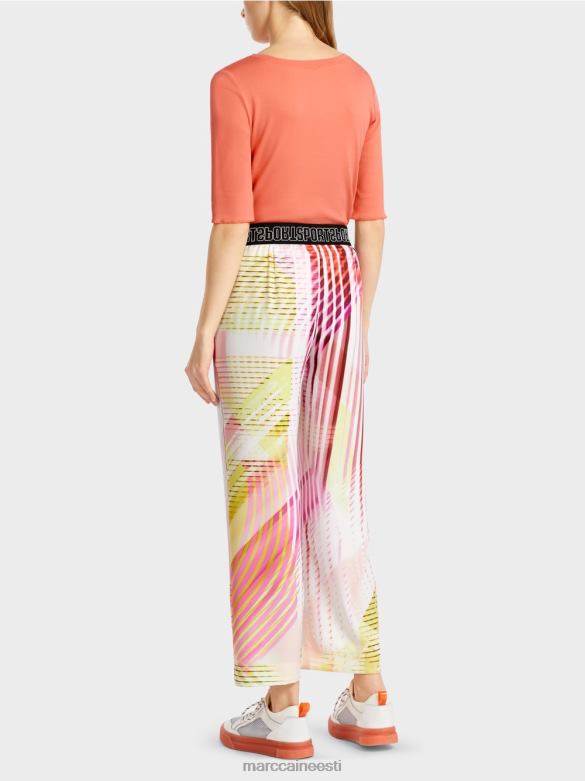 Marc Cain Riietus värvilised triibulised vabaaja püksid J8DT616 kerge limeaad