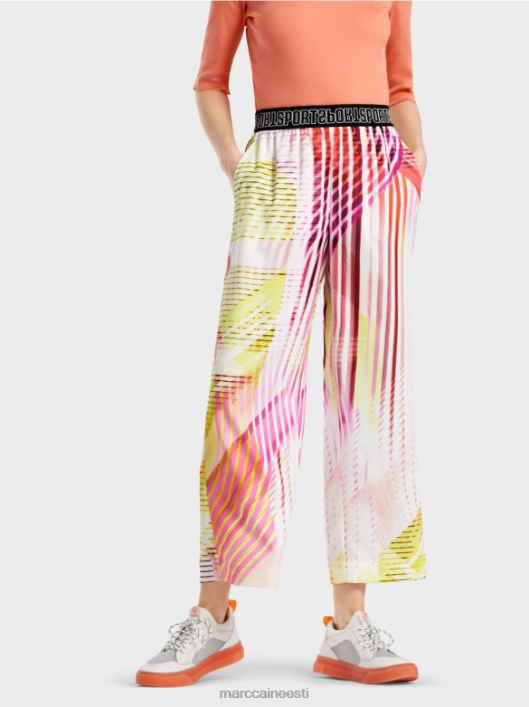 Marc Cain Riietus värvilised triibulised vabaaja püksid J8DT616 kerge limeaad