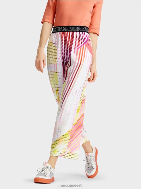 Marc Cain Riietus värvilised triibulised vabaaja püksid J8DT616 kerge limeaad