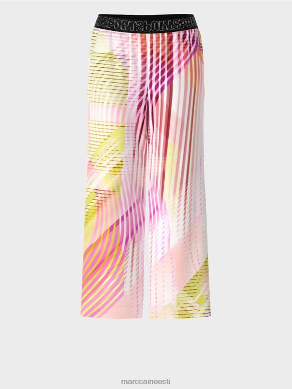 Marc Cain Riietus värvilised triibulised vabaaja püksid J8DT616 kerge limeaad
