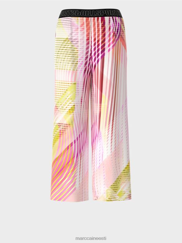 Marc Cain Riietus värvilised triibulised vabaaja püksid J8DT616 kerge limeaad