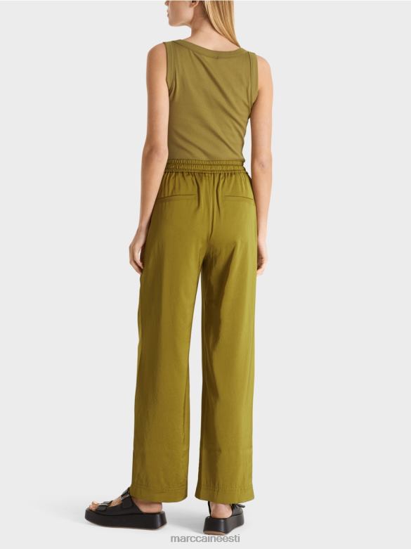 Marc Cain Riietus vabad püksid joggeri vöökohaga J8DT695 kollane oliiv