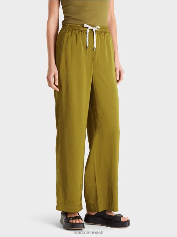 Marc Cain Riietus vabad püksid joggeri vöökohaga J8DT695 kollane oliiv