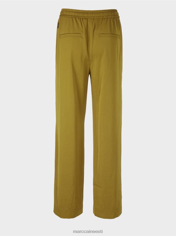 Marc Cain Riietus vabad püksid joggeri vöökohaga J8DT695 kollane oliiv