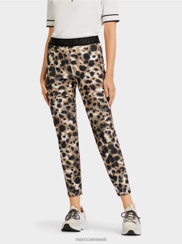 Marc Cain Riietus venivad pressitud kortsudega püksid J8DT708 kerge kohv