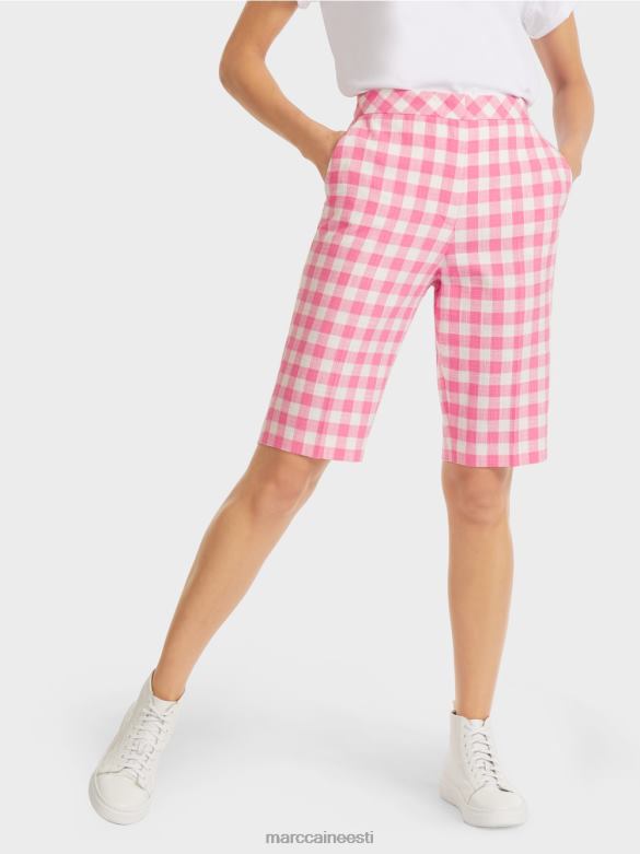 Marc Cain Riietus vichy check lühikesed püksid J8DT698 särav roosa