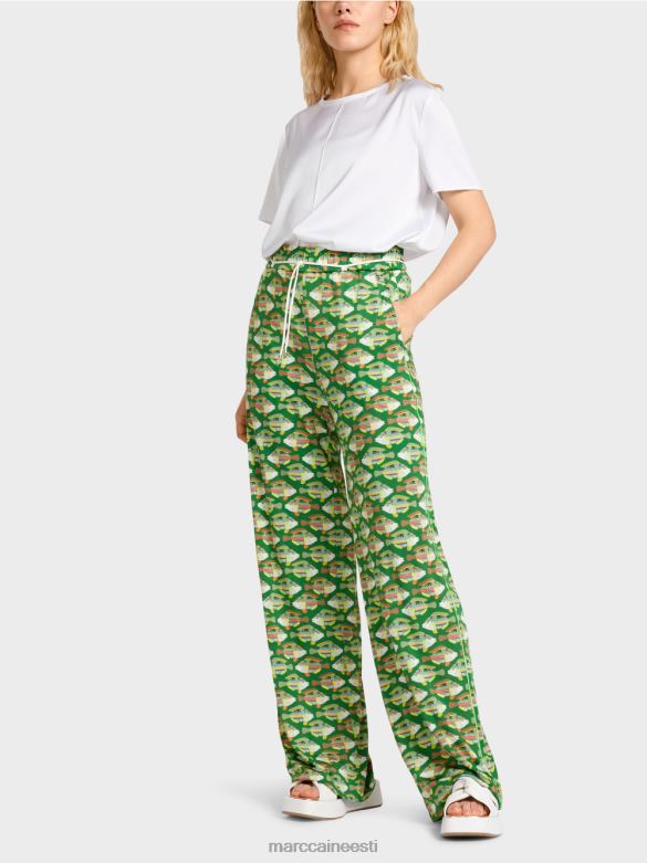 Marc Cain Riietus warringtoni viskoosist jersey püksid J8DT653 tume samblaroheline