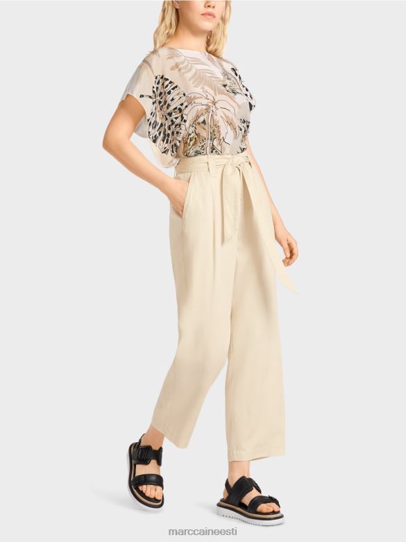Marc Cain Riietus welleri \"koos ümbermõtlema\" püksid J8DT657 kreem