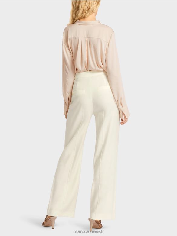Marc Cain Riietus wukari linasest ja viskoosist püksid J8DT645 määrdunudvalge