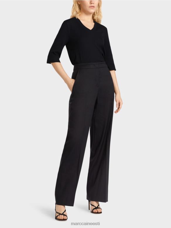 Marc Cain Riietus wukari linasest ja viskoosist püksid J8DT662 kesköösinine