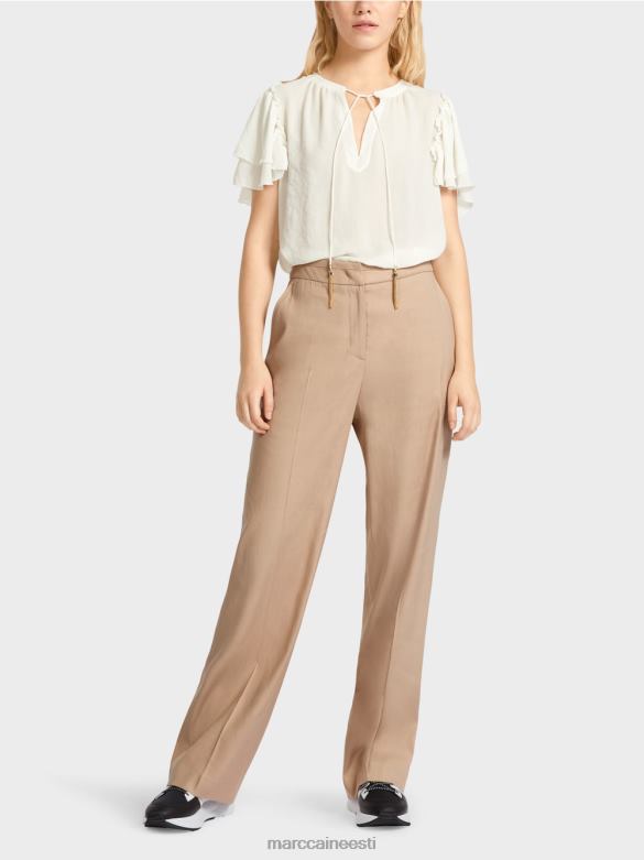 Marc Cain Riietus wukari linasest ja viskoosist püksid J8DT673 sügav liiv
