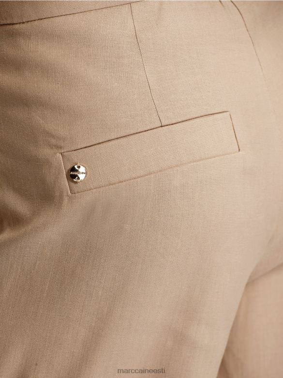 Marc Cain Riietus wukari linasest ja viskoosist püksid J8DT673 sügav liiv