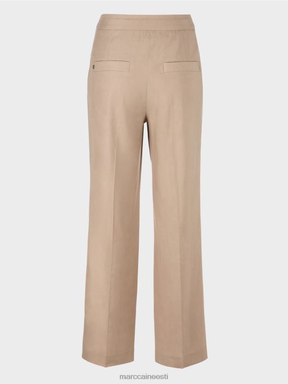 Marc Cain Riietus wukari linasest ja viskoosist püksid J8DT673 sügav liiv