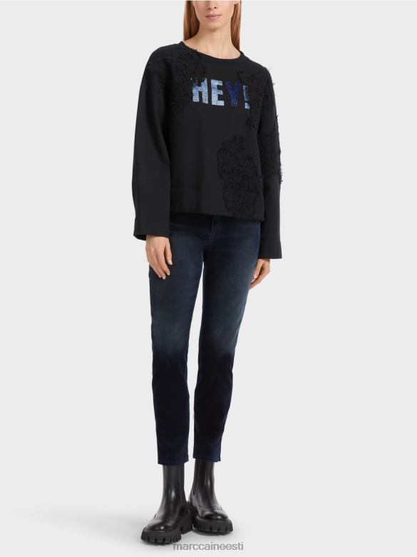 Marc Cain Riietus Sära ja pitsiga dressipluus J8DT1219 kesköösinine