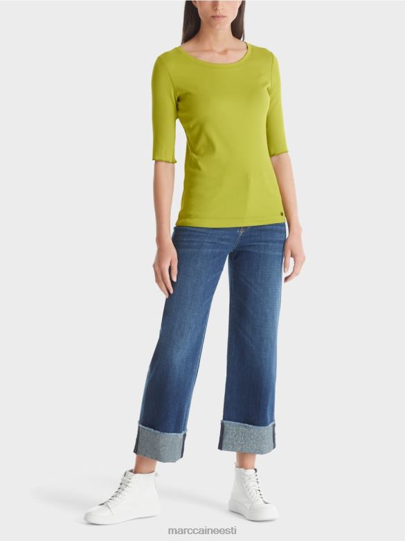 Marc Cain Riietus 3/4 pikkuste varrukatega t-särk J8DT1328 särav oliivroheline