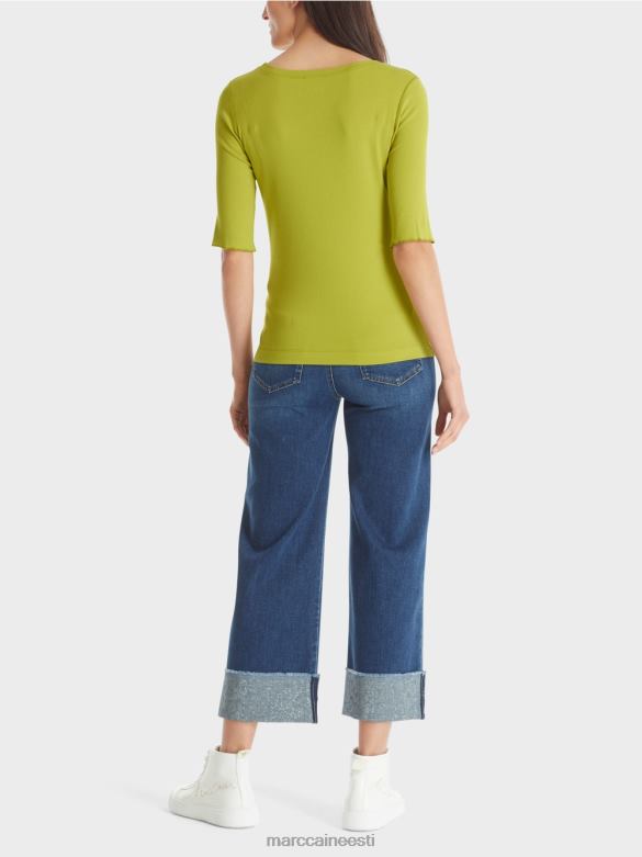Marc Cain Riietus 3/4 pikkuste varrukatega t-särk J8DT1328 särav oliivroheline