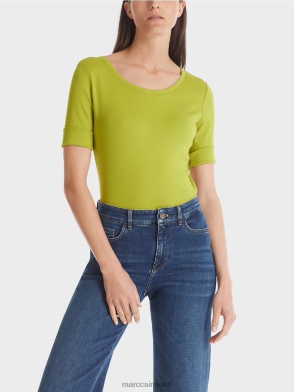 Marc Cain Riietus 3/4 pikkuste varrukatega t-särk J8DT1328 särav oliivroheline