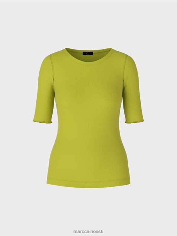 Marc Cain Riietus 3/4 pikkuste varrukatega t-särk J8DT1328 särav oliivroheline