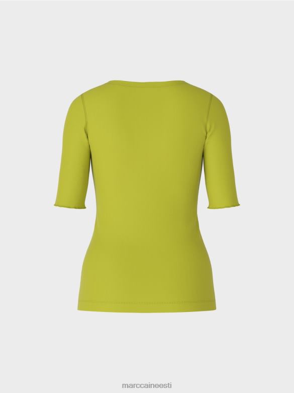 Marc Cain Riietus 3/4 pikkuste varrukatega t-särk J8DT1328 särav oliivroheline