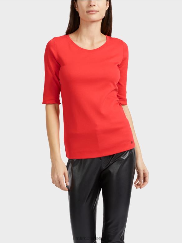 Marc Cain Riietus 3/4 pikkuste varrukatega t-särk J8DT1332 campari