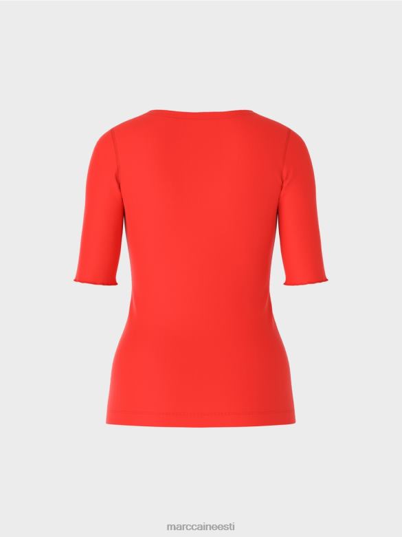 Marc Cain Riietus 3/4 pikkuste varrukatega t-särk J8DT1332 campari