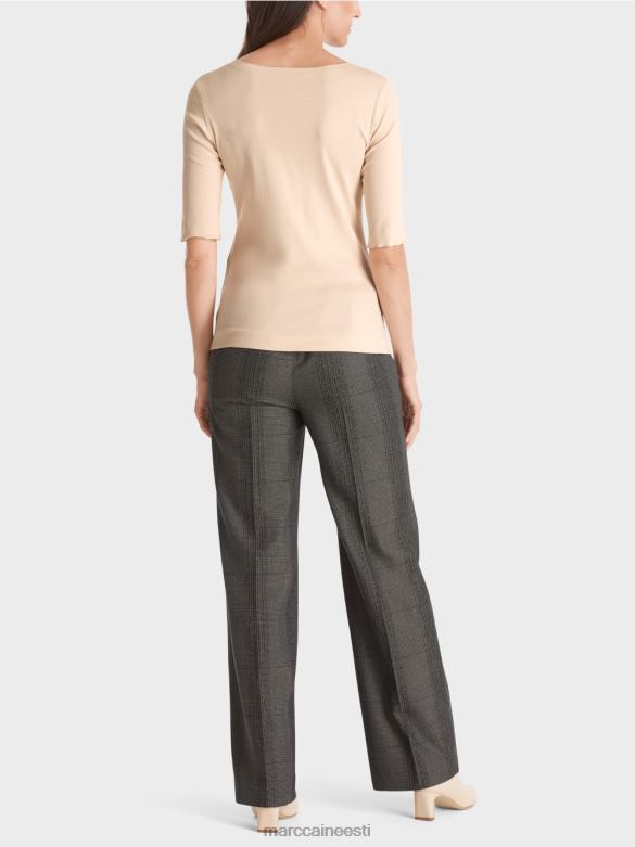 Marc Cain Riietus 3/4 pikkuste varrukatega t-särk J8DT1339 tume kreem