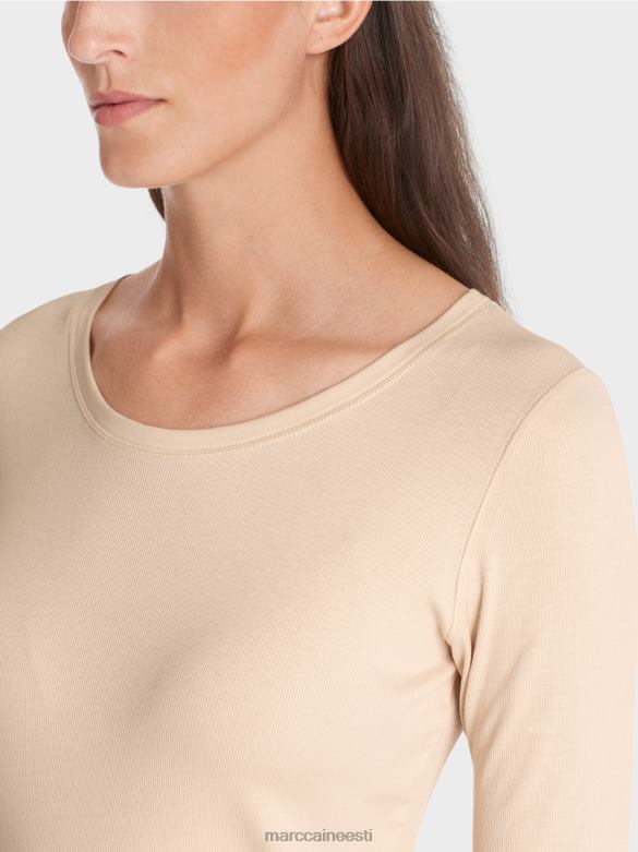 Marc Cain Riietus 3/4 pikkuste varrukatega t-särk J8DT1339 tume kreem