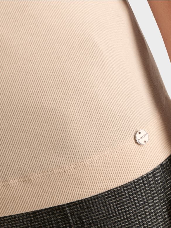 Marc Cain Riietus 3/4 pikkuste varrukatega t-särk J8DT1339 tume kreem