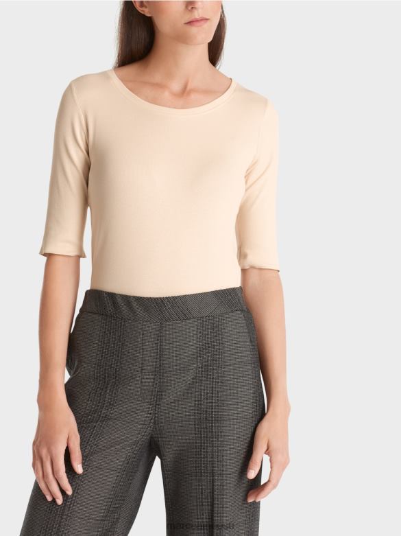 Marc Cain Riietus 3/4 pikkuste varrukatega t-särk J8DT1339 tume kreem