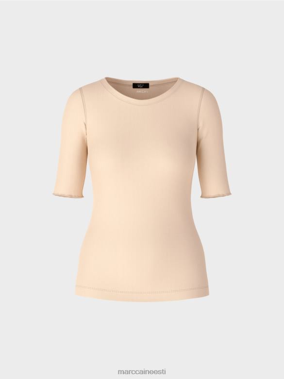 Marc Cain Riietus 3/4 pikkuste varrukatega t-särk J8DT1339 tume kreem