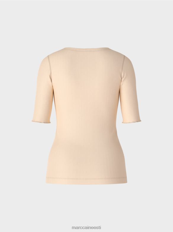Marc Cain Riietus 3/4 pikkuste varrukatega t-särk J8DT1339 tume kreem