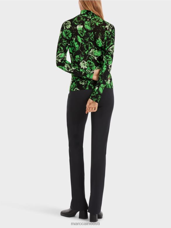 Marc Cain Riietus Lillekujundusega rullikaelusega T-särk J8DT1252 tume õunaroheline