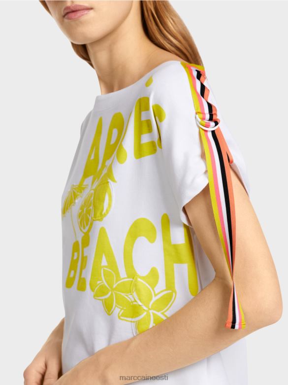 Marc Cain Riietus T-särk avalduse trükiga J8DT1384 valge