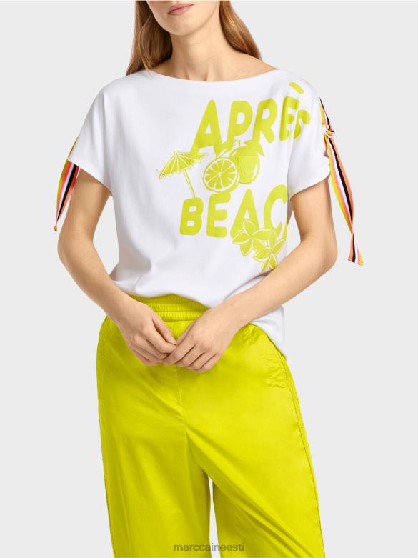 Marc Cain Riietus T-särk avalduse trükiga J8DT1384 valge