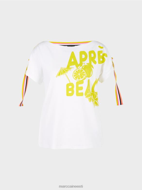 Marc Cain Riietus T-särk avalduse trükiga J8DT1384 valge