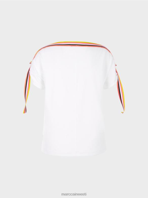 Marc Cain Riietus T-särk avalduse trükiga J8DT1384 valge