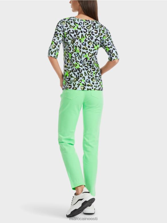 Marc Cain Riietus T-särk üleüldise trükiga J8DT1308 pehme pulber sinine