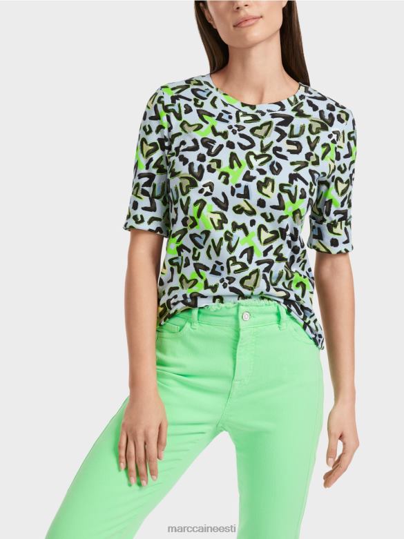 Marc Cain Riietus T-särk üleüldise trükiga J8DT1308 pehme pulber sinine